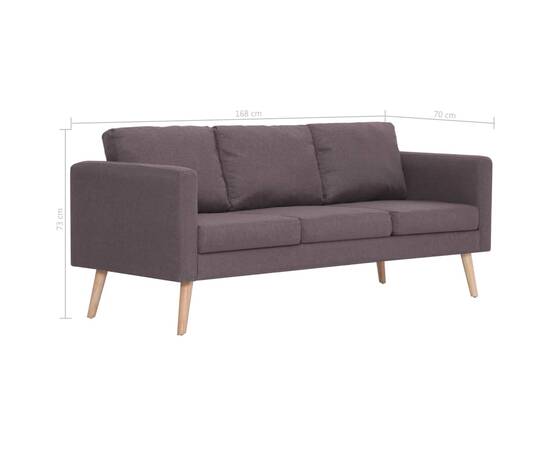 Canapea cu 3 locuri, gri taupe, material textil, 8 image