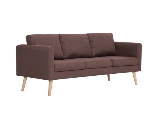 Canapea cu 3 locuri, maro, material textil, 2 image