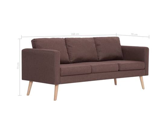 Canapea cu 3 locuri, maro, material textil, 8 image