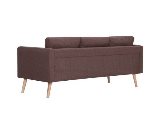 Canapea cu 3 locuri, maro, material textil, 5 image