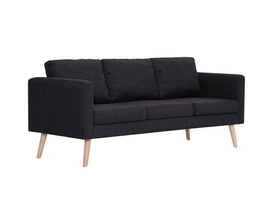 Canapea cu 3 locuri, negru, material textil, 2 image