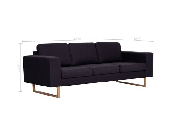 Canapea cu 3 locuri, negru, material textil, 8 image