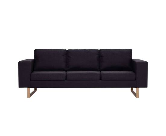 Canapea cu 3 locuri, negru, material textil, 4 image