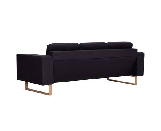 Canapea cu 3 locuri, negru, material textil, 6 image