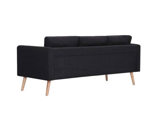 Canapea cu 3 locuri, negru, material textil, 5 image