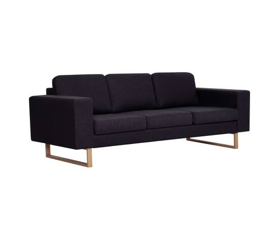 Canapea cu 3 locuri, negru, material textil, 2 image
