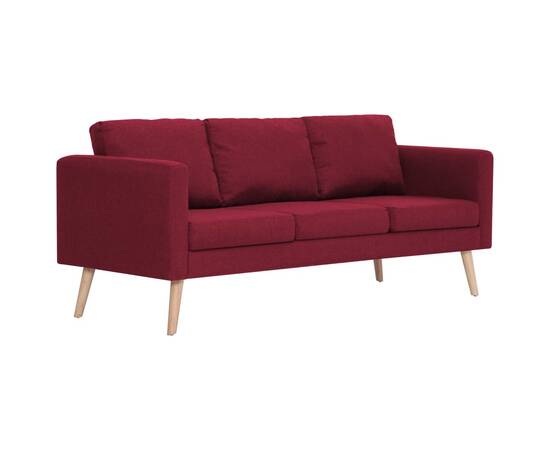 Canapea cu 3 locuri, roșu vin, material textil, 2 image
