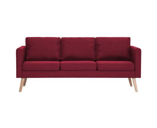 Canapea cu 3 locuri, roșu vin, material textil, 4 image