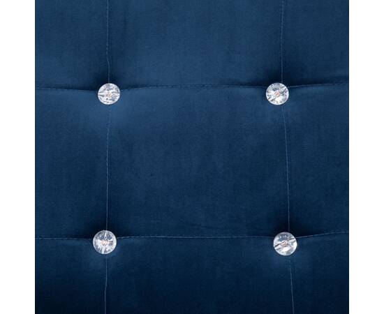 Canapea cu 2 locuri cu brațe, albastru, crom și catifea, 3 image