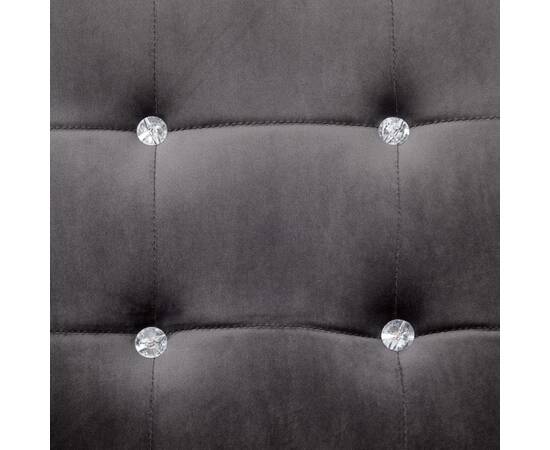 Canapea cu 2 locuri cu brațe, gri închis, crom și catifea, 3 image