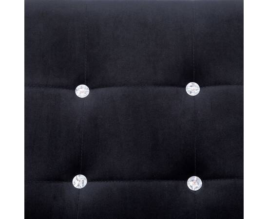 Canapea cu 2 locuri cu brațe, negru, crom și catifea, 3 image