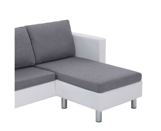 Canapea cu 3 locuri cu perne, alb, piele ecologică, 8 image