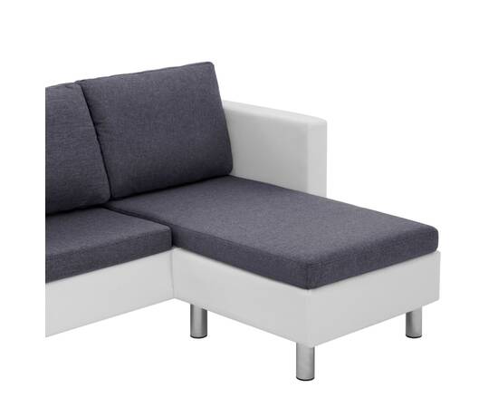 Canapea cu 3 locuri cu perne, alb, piele ecologică, 8 image