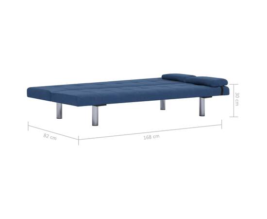 Canapea extensibilă cu două perne, albastru, poliester, 11 image