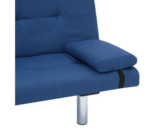 Canapea extensibilă cu două perne, albastru, poliester, 10 image