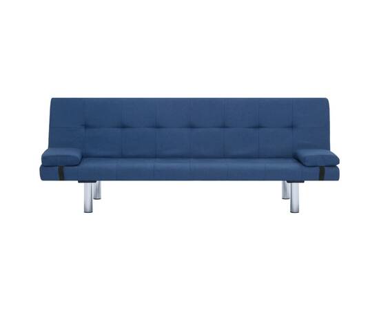 Canapea extensibilă cu două perne, albastru, poliester, 6 image