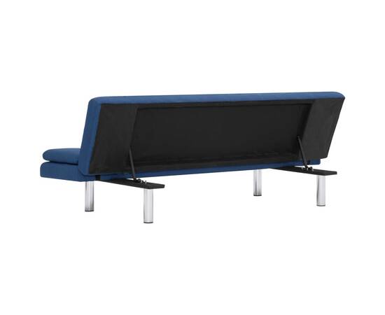 Canapea extensibilă cu două perne, albastru, poliester, 7 image