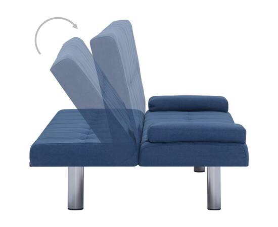 Canapea extensibilă cu două perne, albastru, poliester, 5 image