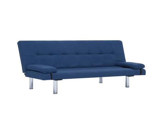 Canapea extensibilă cu două perne, albastru, poliester, 2 image