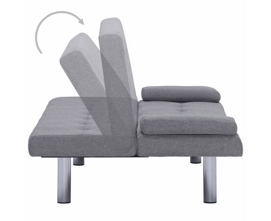 Canapea extensibilă cu două perne, gri deschis, poliester, 5 image