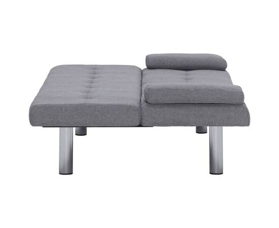 Canapea extensibilă cu două perne, gri deschis, poliester, 9 image