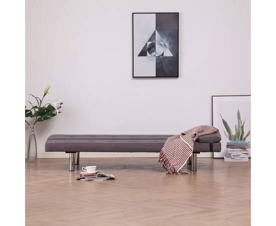 Canapea extensibilă cu două perne, gri taupe, poliester, 3 image