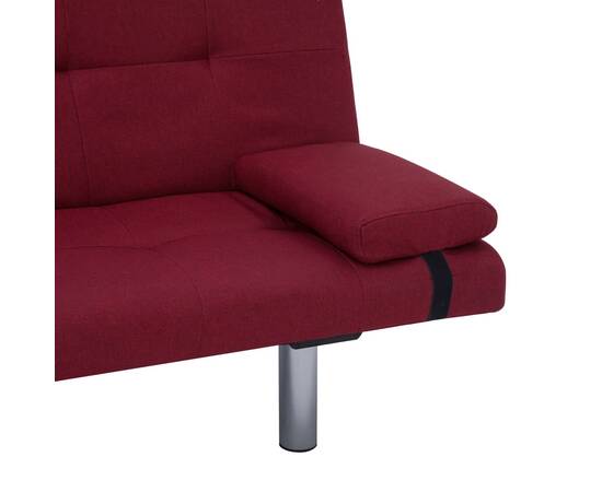Canapea extensibilă cu două perne, roșu vin, poliester, 10 image