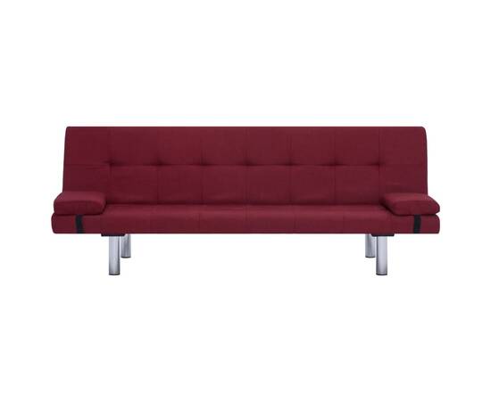Canapea extensibilă cu două perne, roșu vin, poliester, 6 image