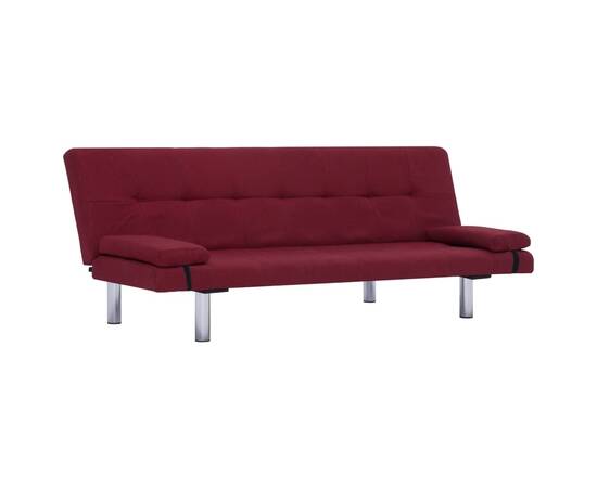 Canapea extensibilă cu două perne, roșu vin, poliester, 2 image
