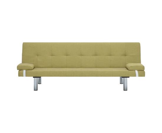 Canapea extensibilă cu două perne, verde, poliester, 6 image