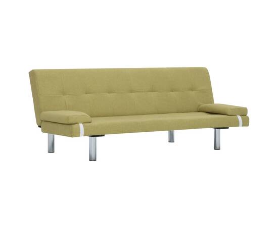 Canapea extensibilă cu două perne, verde, poliester, 2 image
