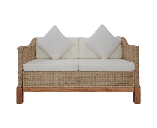 Canapea cu 2 locuri cu perne, culoare naturală, ratan, 2 image