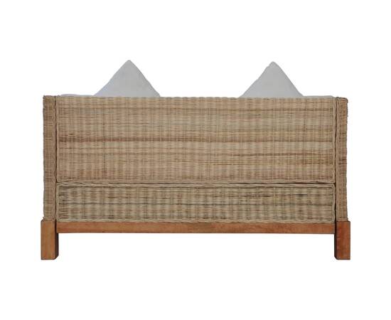 Canapea cu 2 locuri cu perne, culoare naturală, ratan, 3 image