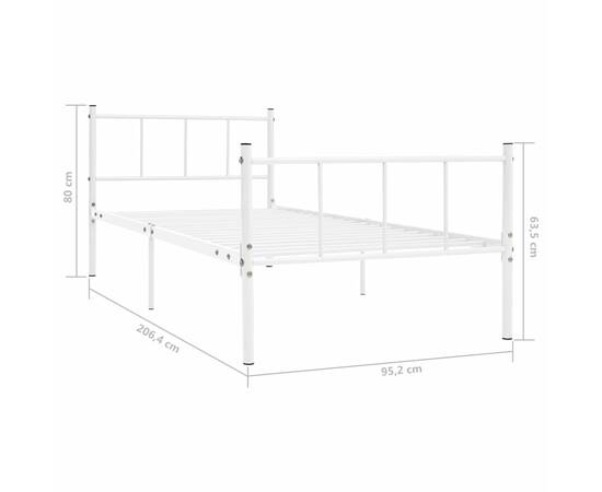 Cadru de pat, alb, 90 x 200 cm, metal, 5 image