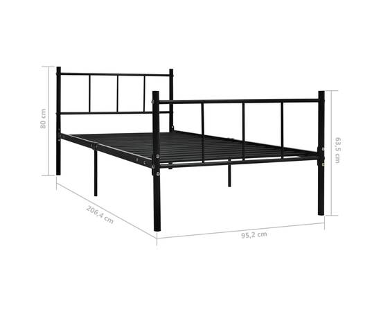 Cadru de pat, negru, 90 x 200 cm, metal, 5 image