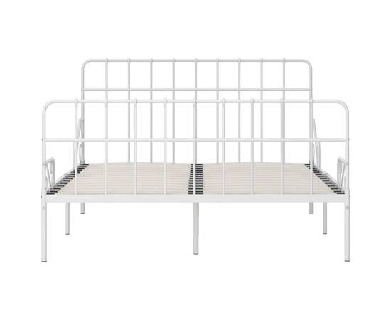 Cadru de pat cu bază din șipci, alb, 120 x 200 cm, metal, 3 image