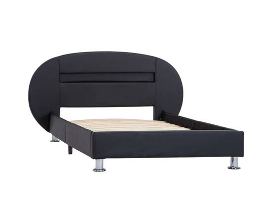 Cadru de pat cu led, negru, 90 x 200 cm, piele ecologică, 3 image