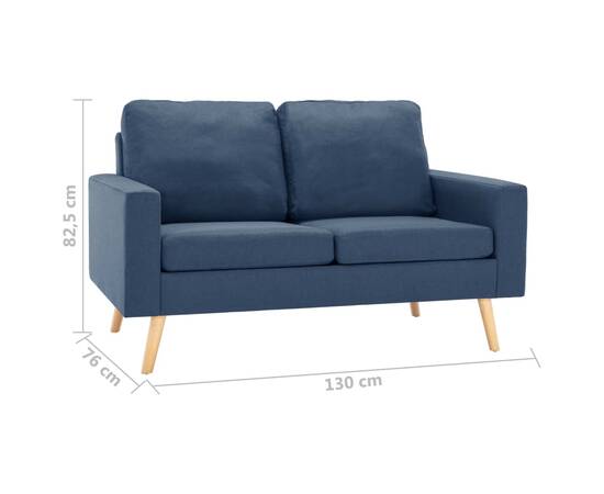 Canapea cu 2 locuri, albastru, material textil, 7 image