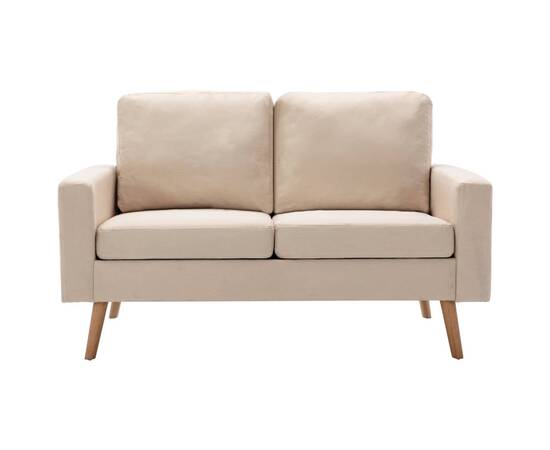 Canapea cu 2 locuri, crem, material textil, 3 image