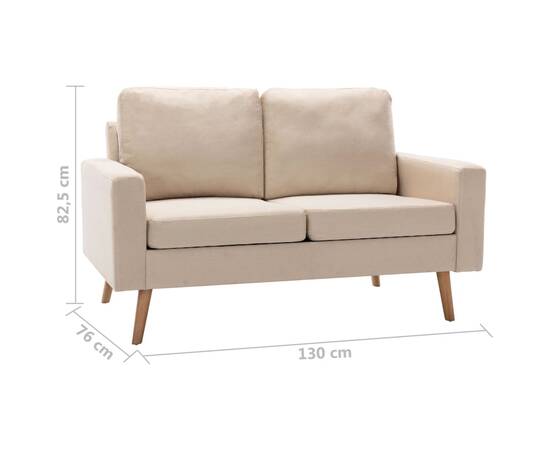 Canapea cu 2 locuri, crem, material textil, 7 image