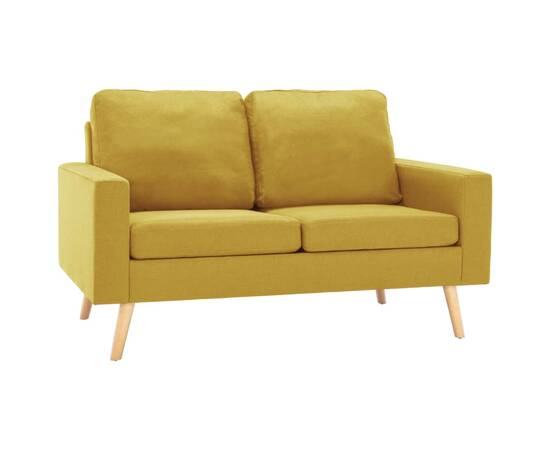 Canapea cu 2 locuri, galben, material textil, 2 image