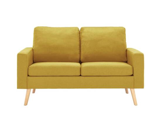 Canapea cu 2 locuri, galben, material textil, 3 image