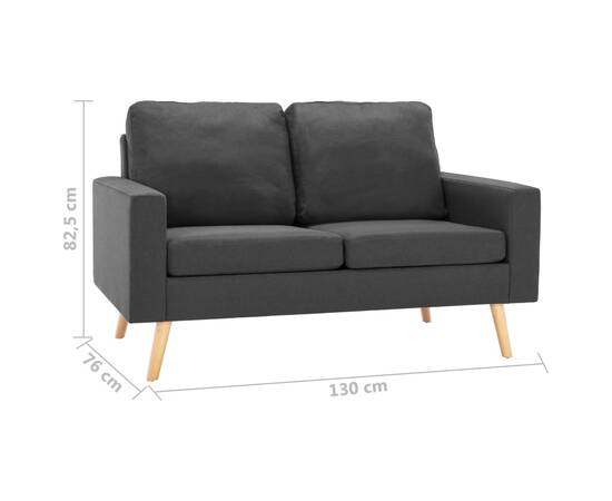 Canapea cu 2 locuri, gri închis, material textil, 7 image