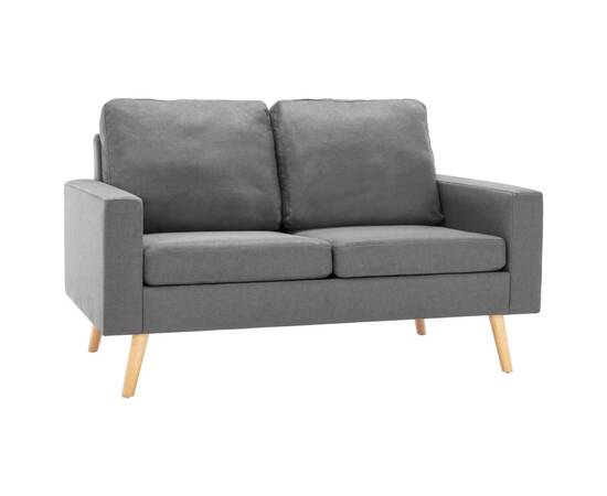 Canapea cu 2 locuri, gri deschis, material textil, 2 image
