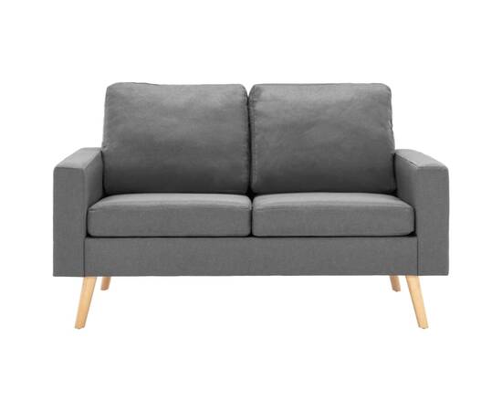Canapea cu 2 locuri, gri deschis, material textil, 3 image