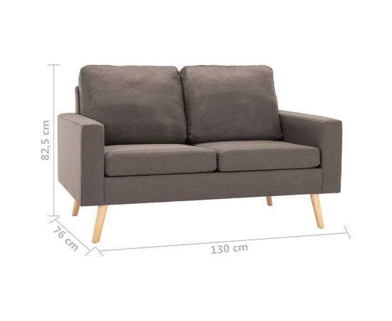 Canapea cu 2 locuri, gri taupe, material textil, 7 image