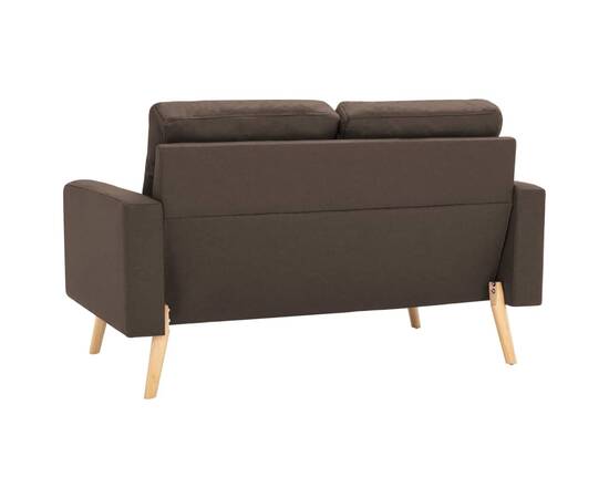 Canapea cu 2 locuri, maro, material textil, 5 image