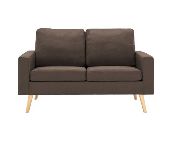 Canapea cu 2 locuri, maro, material textil, 3 image