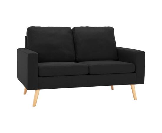 Canapea cu 2 locuri, negru, material textil, 2 image
