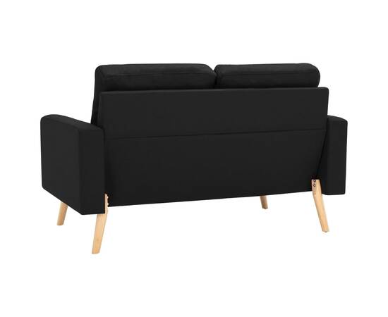 Canapea cu 2 locuri, negru, material textil, 5 image